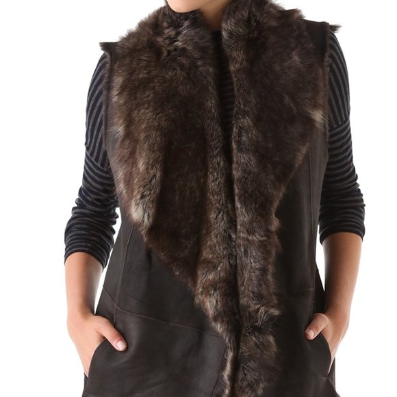 VINCE TOSCANA SHEARLINGFUR VEST SIZE XS